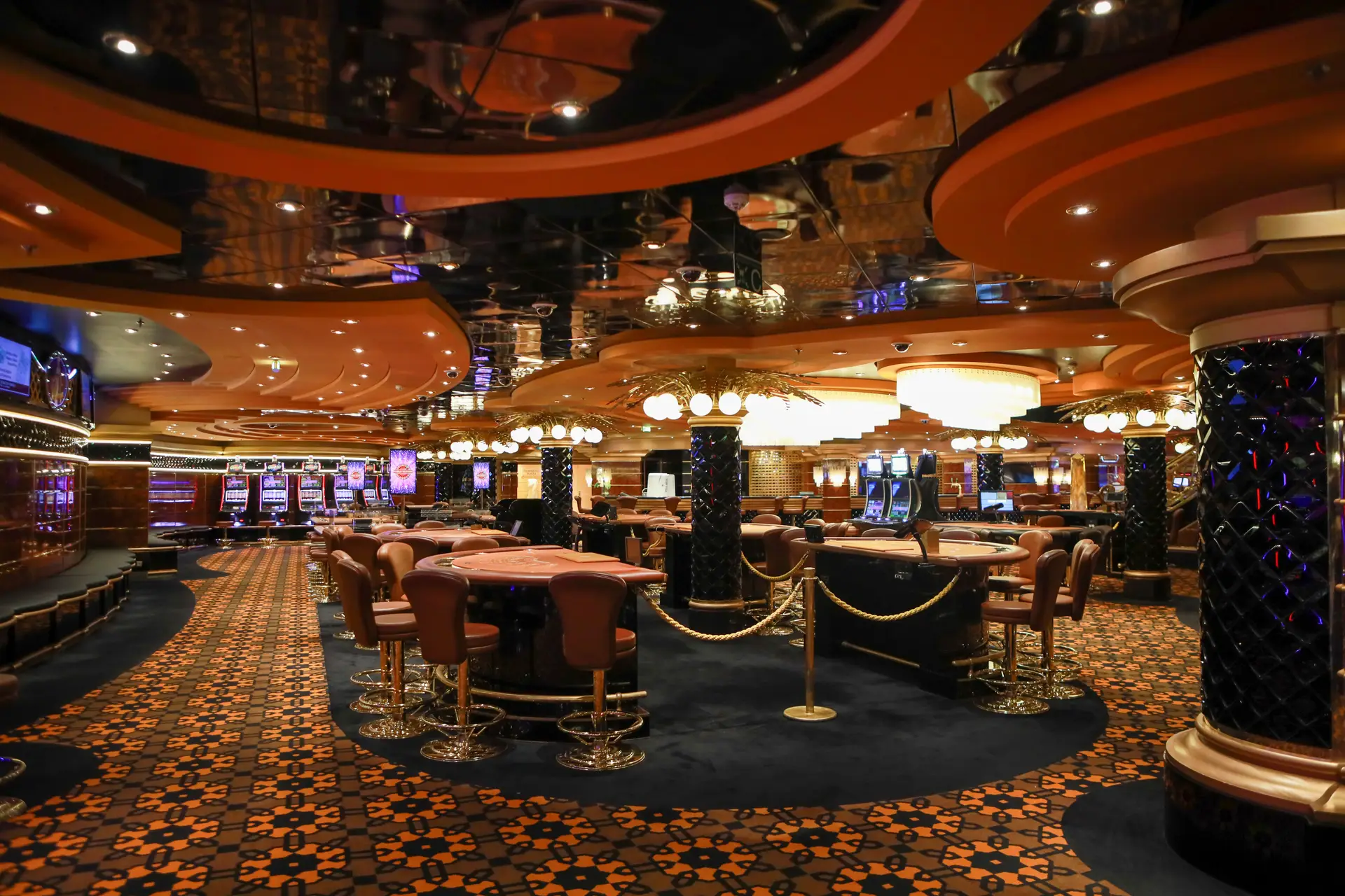 Elegant casino interior with warm ambient lighting